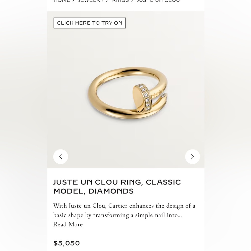 Cartier Juste sun Clou Ring Diamonds Classic Model Yellow Gold
